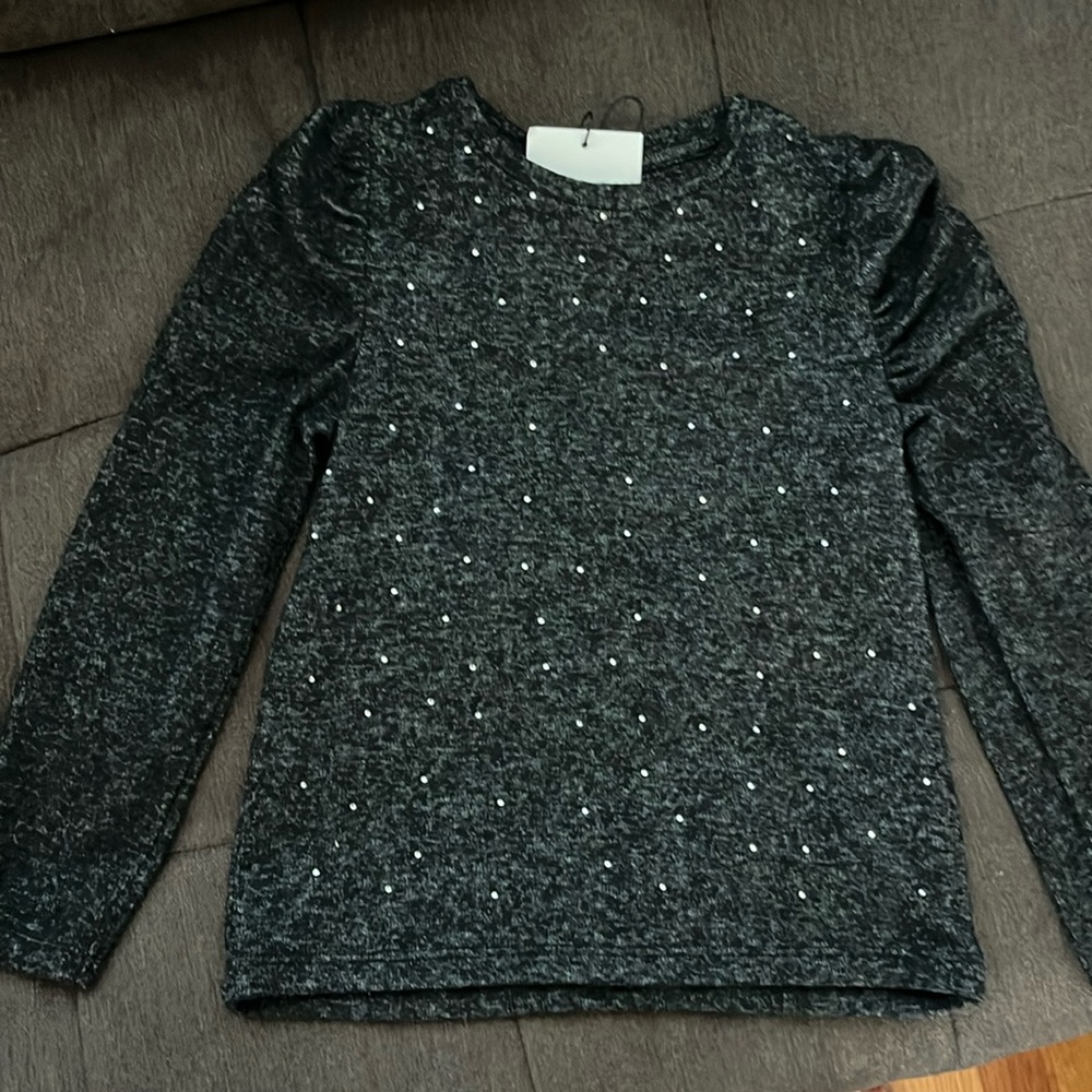 ZARA girls NWT studded black sweater